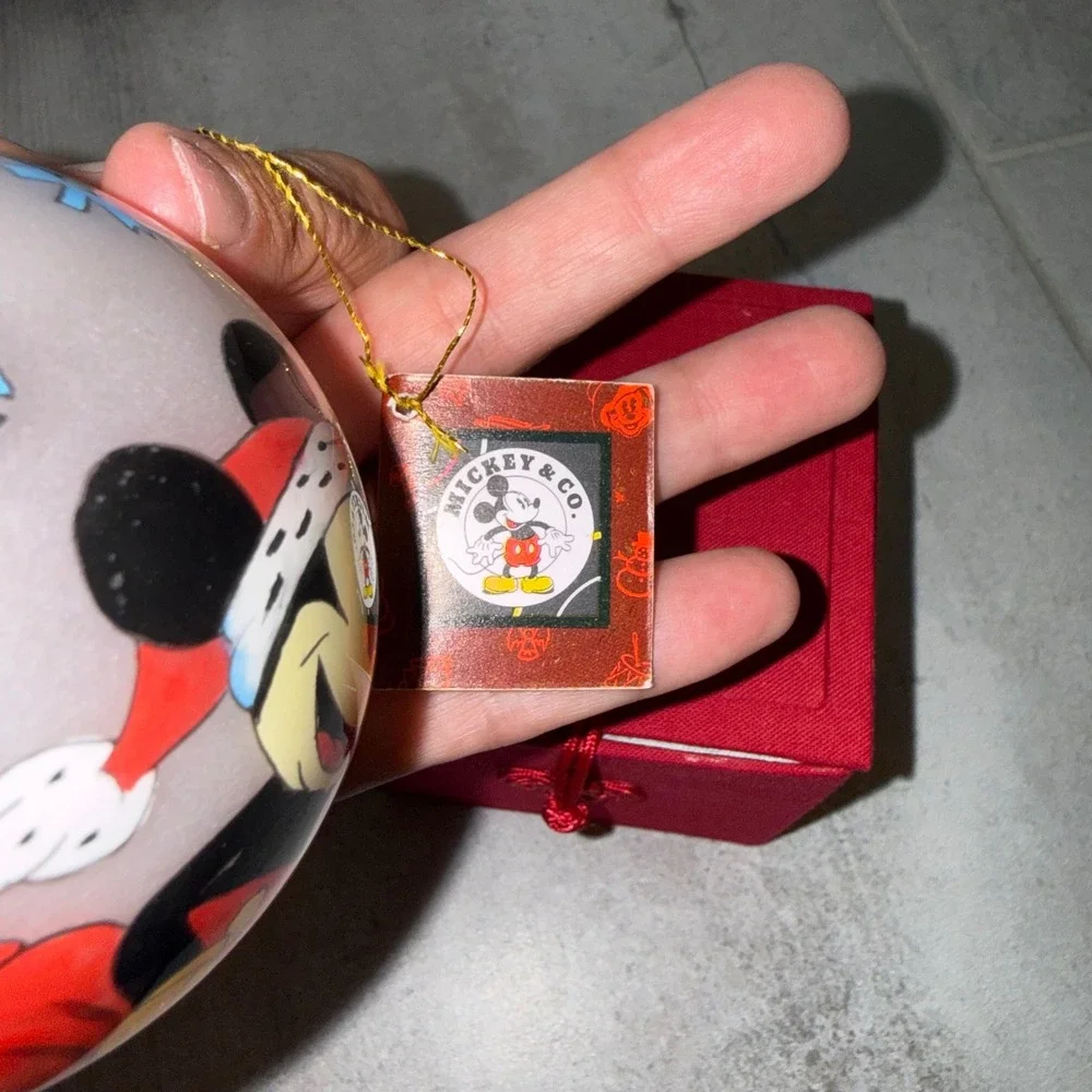 Vintage Disney Mickey Mouse‎ & Co Holiday Ornament Ribbon Holly Collectible